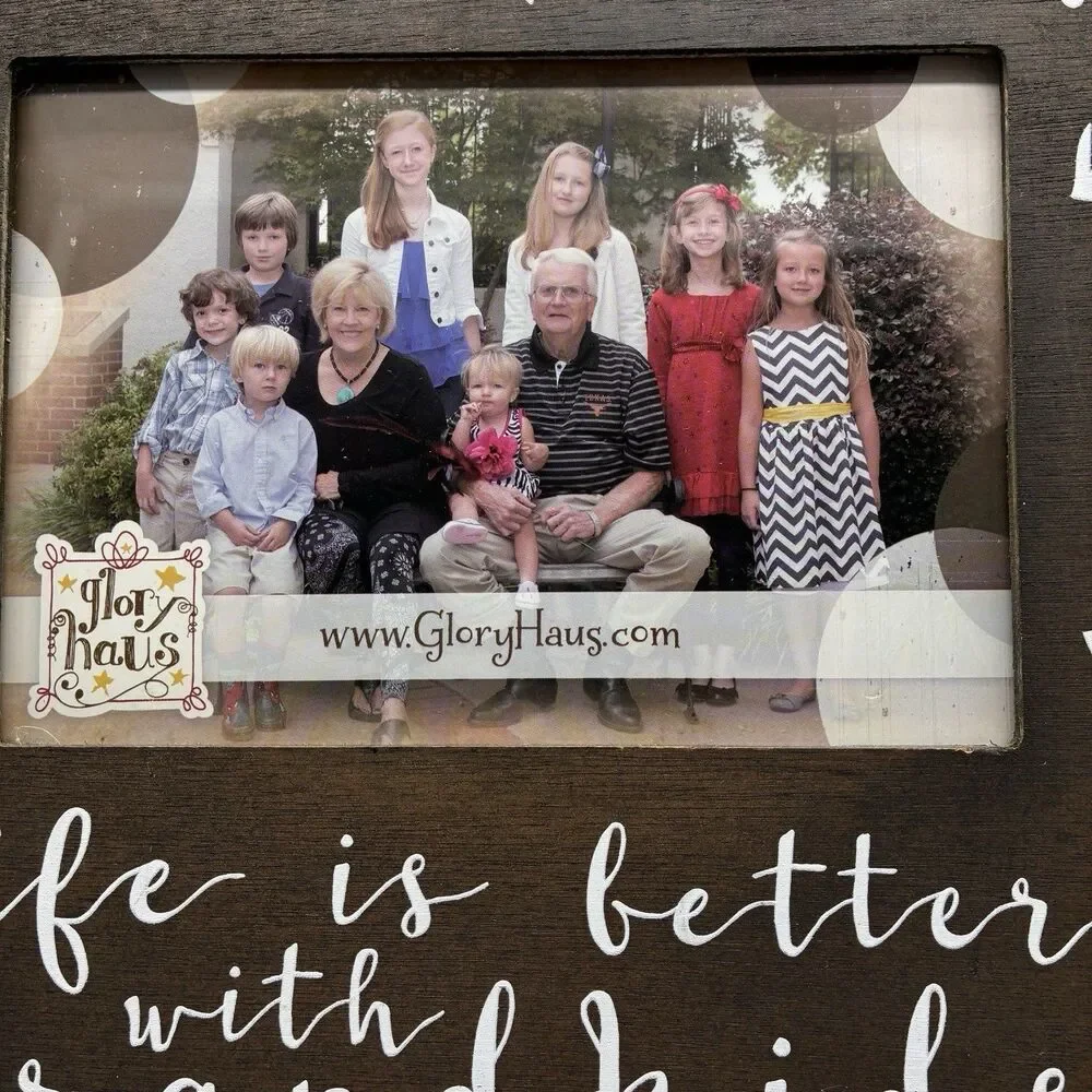 Glory Haus Wood Picture Frame With LIFE IS BETTER WITH GRANDKIDS. 10”x12”. Brown